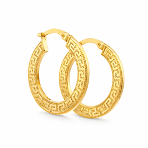 10k Yellow Gold Greek Design Hoops