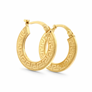 10k Yellow Gold Greek Design Hoops