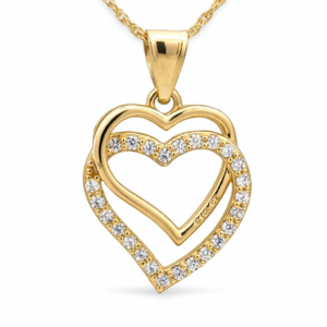 14k Yellow Gold Double Heart Pendant