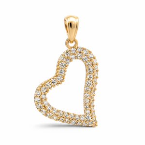 14k Yellow Gold Heart Pendant 1.5"